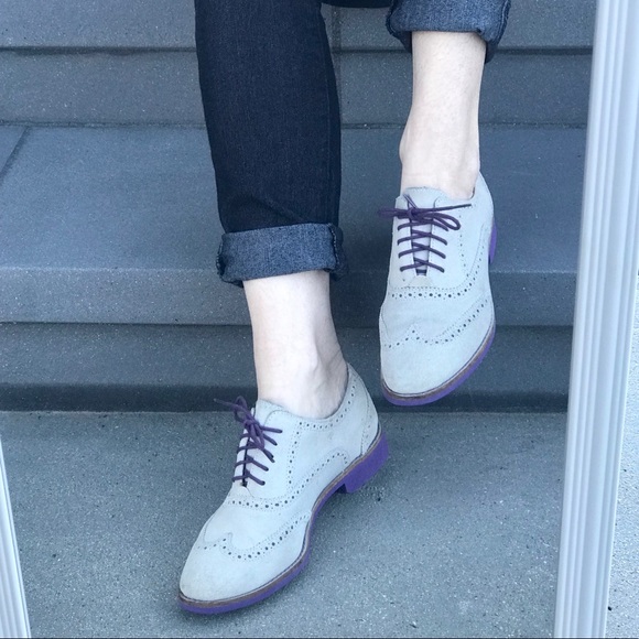 Cole Haan Shoes - COLE HAAN gray suede wingtip OXFORDS SHOES lace up